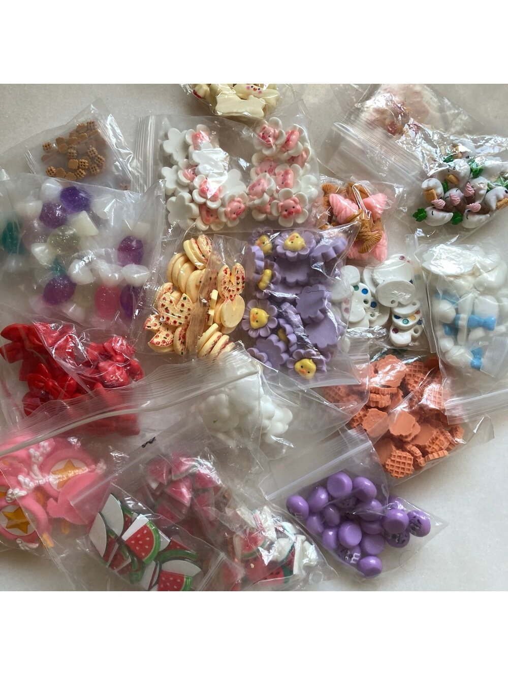 Crafts Mixed Charms Toys Lot Pigs Flowers Pizza Candy Waffles Ice Cream Bows